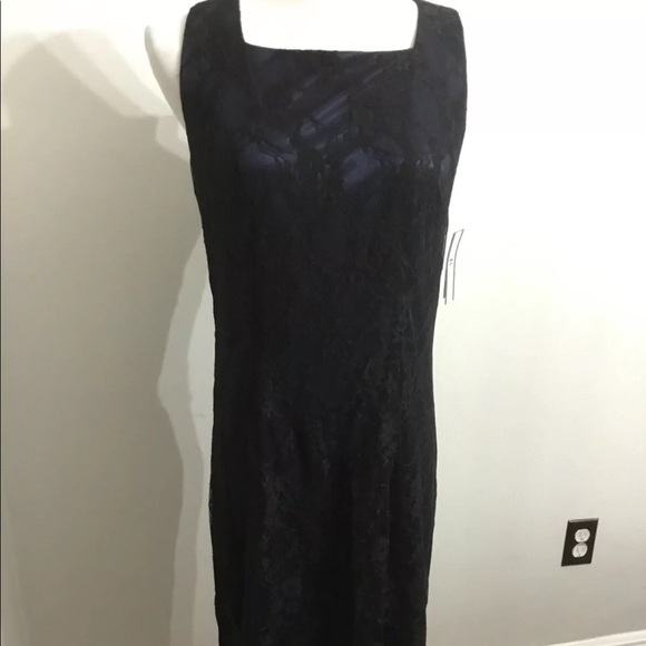 NWT ABstudio navy lace cocktail dress 12 - Picture 1 of 7